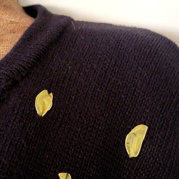 Vintage 90s Y2K Jack B Quick Sequined Beaded Novelty Owl Cardigan Sweater Top - Picture 14 of 16